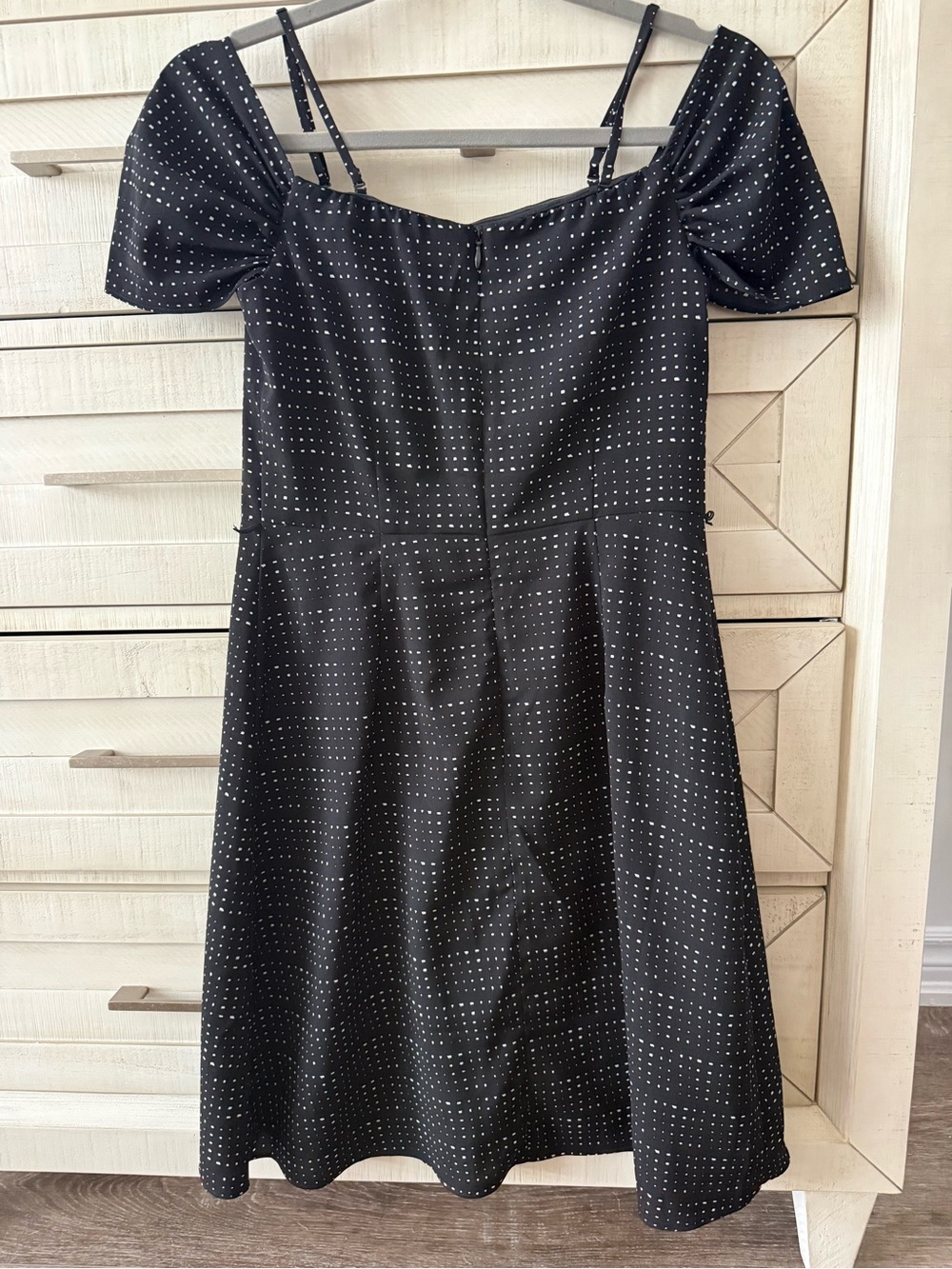 Banana Republic Black Polka Dot One-Shoulder Dress